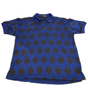 Men’s Hammer Brand Bowling Polo, Large. Royal Blue with Funky Pattern.